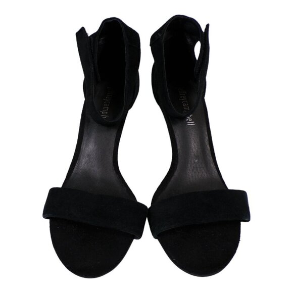 Jeffrey Campbell Clear Lucite Oval Block Heel Suede Sandals Ankle Strap #1178 - Picture 3 of 8